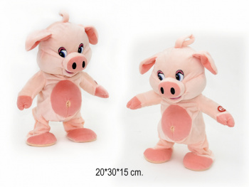 им Поросенок арт. 666 Розовый муз. и движ. в пак°