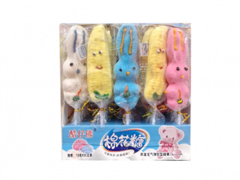 Маршмеллоу арт. 910008-4 На палочке "Зайка/кукуруза" 18 г 30 шт. в открытой голубой кор.'