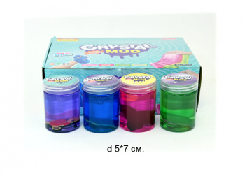 Лизун арт. 977-30 Прозрачный с фигуркой медведь с сердцем ассорти круглая банка (12 шт.) в кор.•