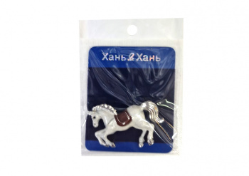 Брошь арт. 041063-2 Лошадь белая с перламутром 1 шт. в пак. (6 шт.)