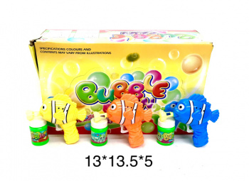 Пистолет арт. 74-7 Рыбка-клоун и мыльные пузыри цвета микс (12 шт.) в кор._