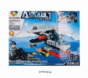 Конструктор арт. 41028-7 Военный вертолет 73 дет. в кор.~