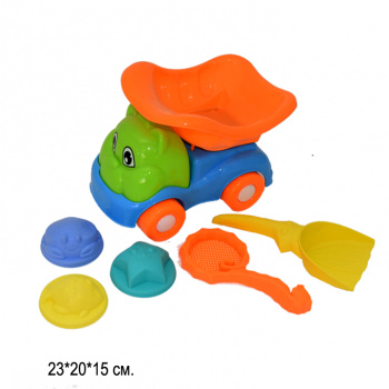 Песочный набор арт. 055 Машина с ситом, лопаткой, формочками в сет.°